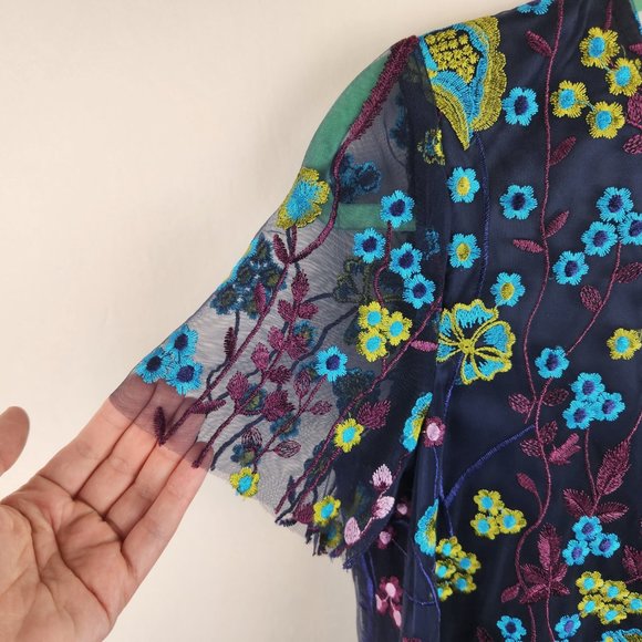 Tahari ASL Mesh Floral Embroidered Shift Dress sz S? - Picture 5 of 9